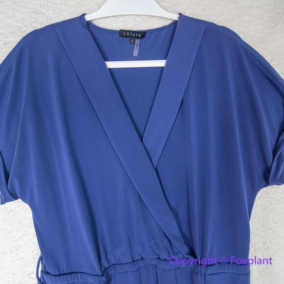 New! 1.STATE Women's Cuffed Sleeve Romper‎ Blue, size L - Picture 3 of 11